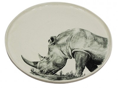 Handmade Ceramic Safari Rhino Platter